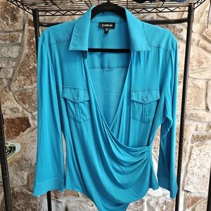 Bebe Turquoise Collared Bodysuit